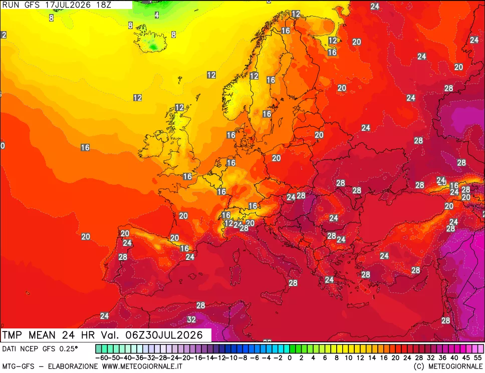 mappa Temperatura media 24 ore