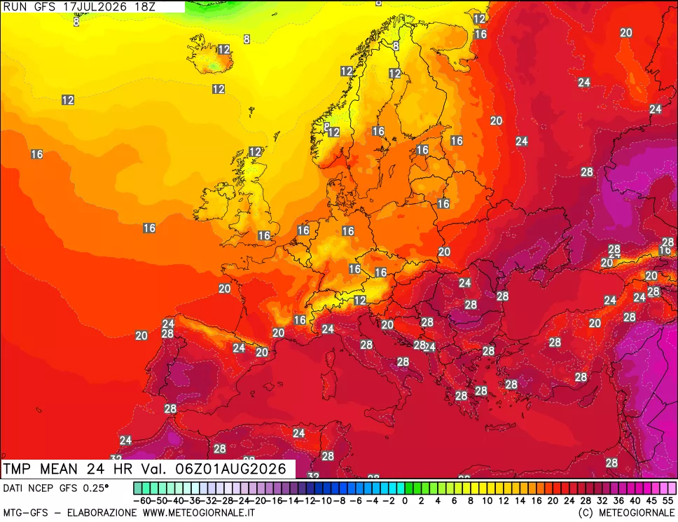 mappa Temperatura media 24 ore