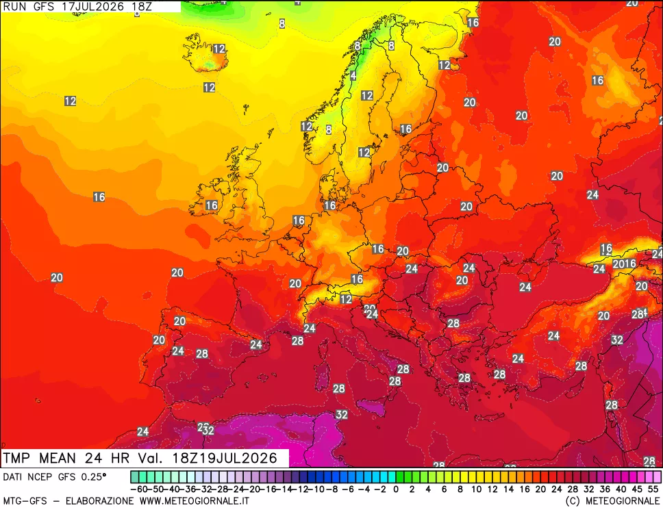 mappa Temperatura media 24 ore