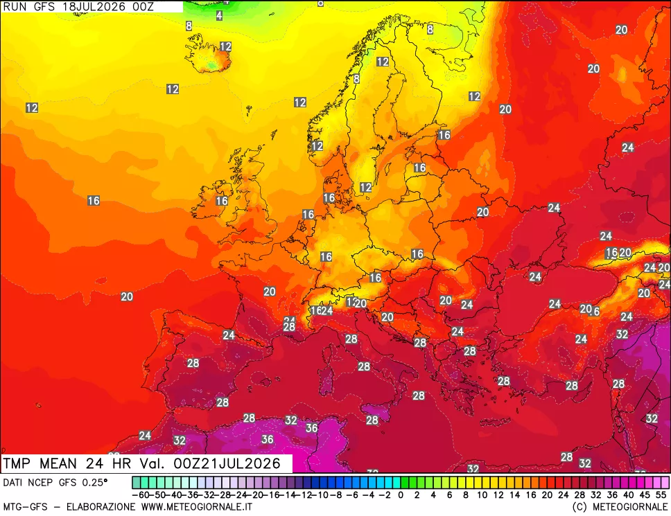 mappa Temperatura media 24 ore