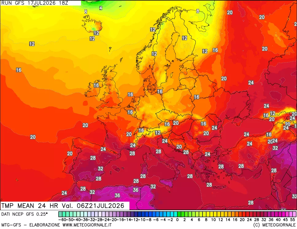 mappa Temperatura media 24 ore