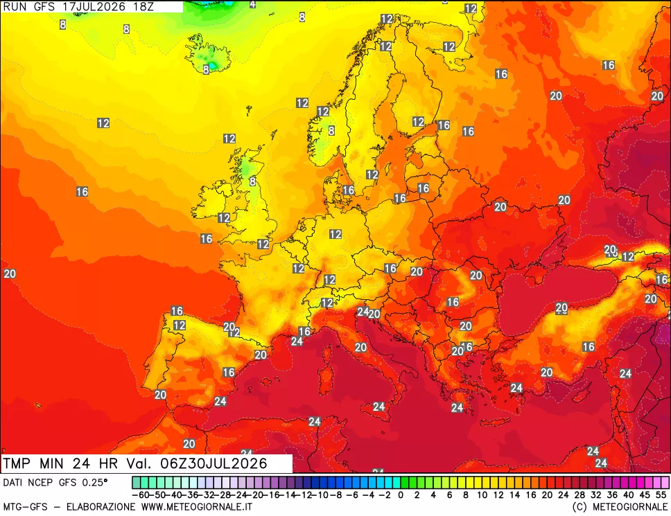 mappa Temperatura minima 24 ore
