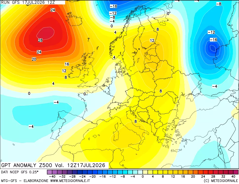 mappa 500 hPa GPT Anomaly vs Cli.No 1981-2010
