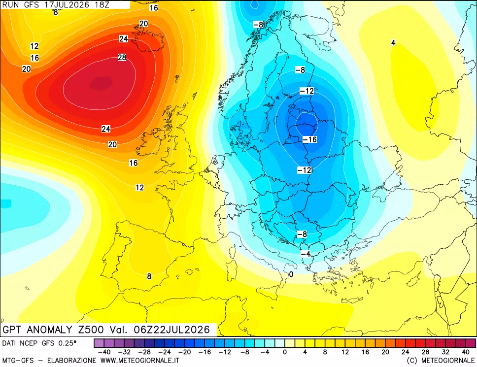 mappa 500 hPa GPT Anomaly vs Cli.No 1981-2010