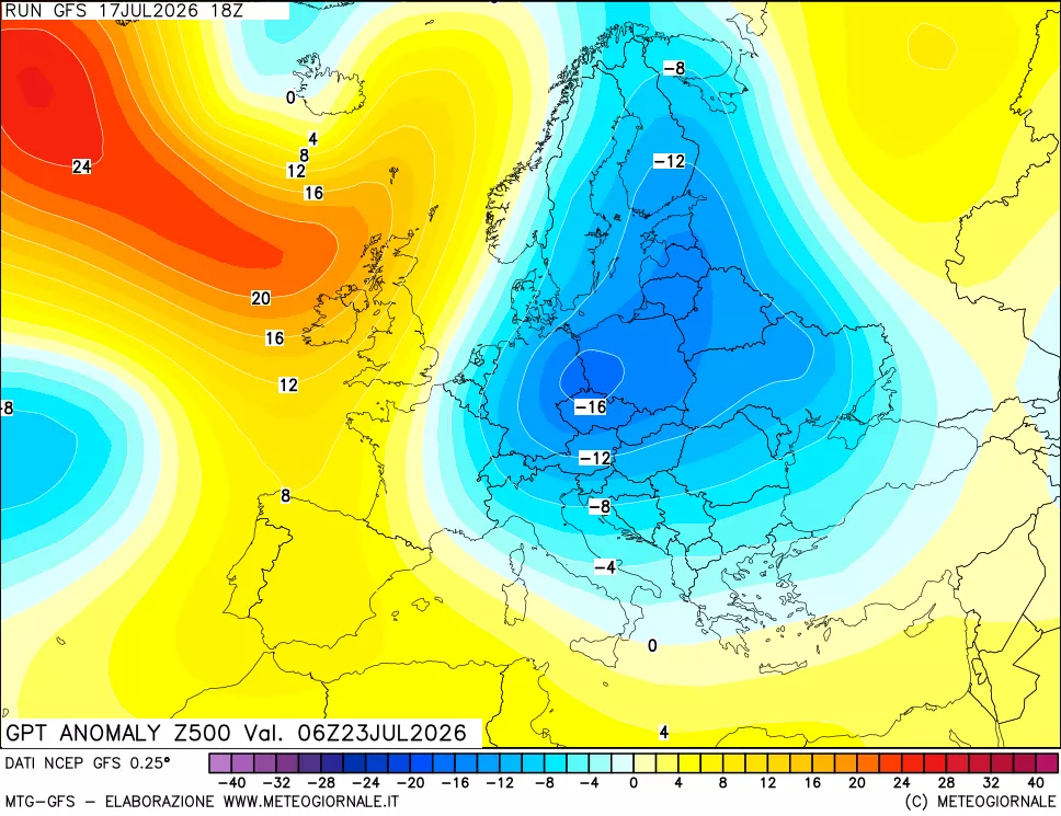 mappa 500 hPa GPT Anomaly vs Cli.No 1981-2010
