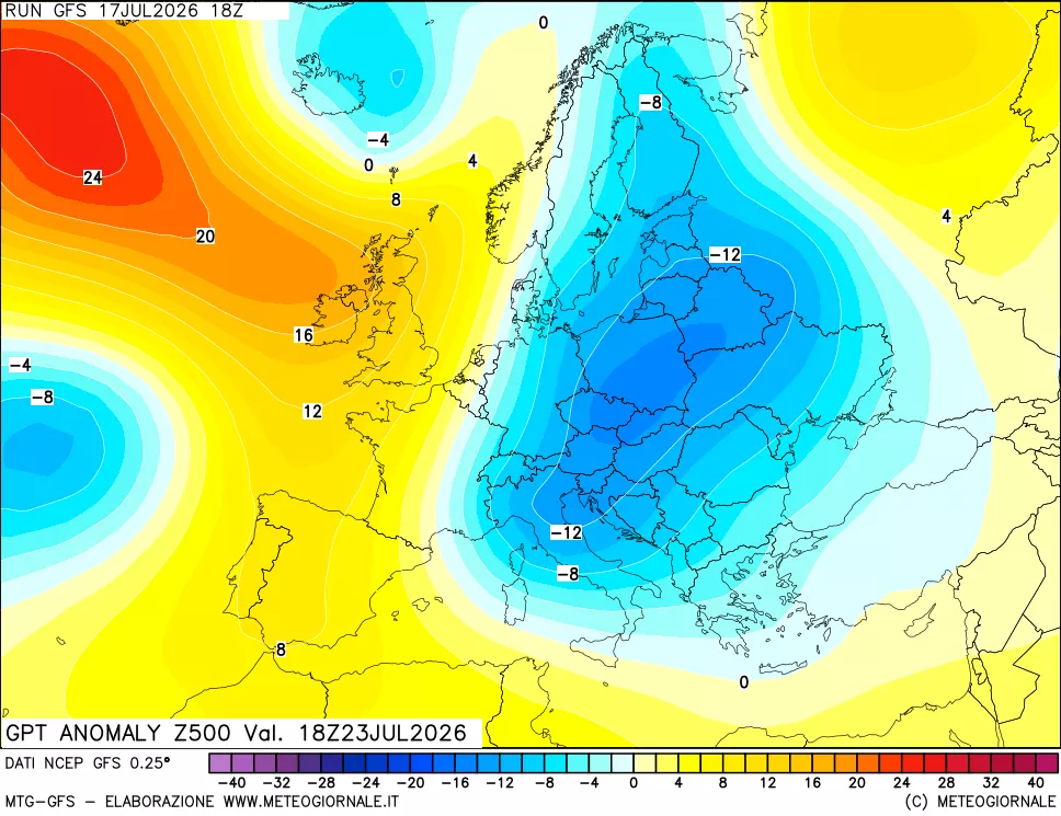 mappa 500 hPa GPT Anomaly vs Cli.No 1981-2010