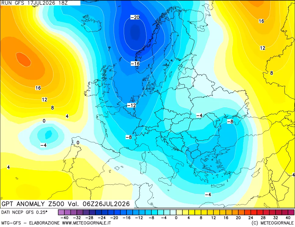 mappa 500 hPa GPT Anomaly vs Cli.No 1981-2010