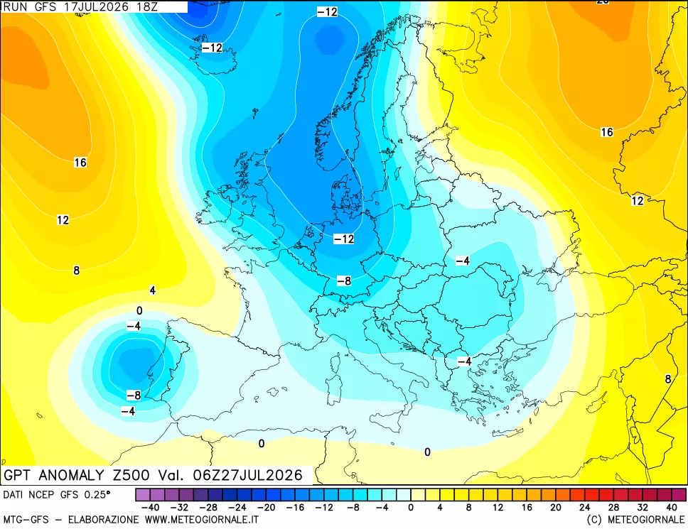 mappa 500 hPa GPT Anomaly vs Cli.No 1981-2010