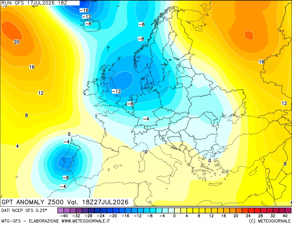 mappa 500 hPa GPT Anomaly vs Cli.No 1981-2010