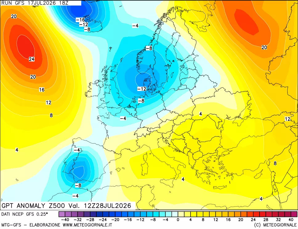 mappa 500 hPa GPT Anomaly vs Cli.No 1981-2010