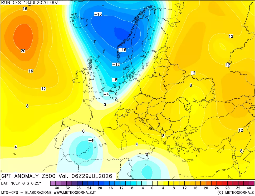mappa 500 hPa GPT Anomaly vs Cli.No 1981-2010