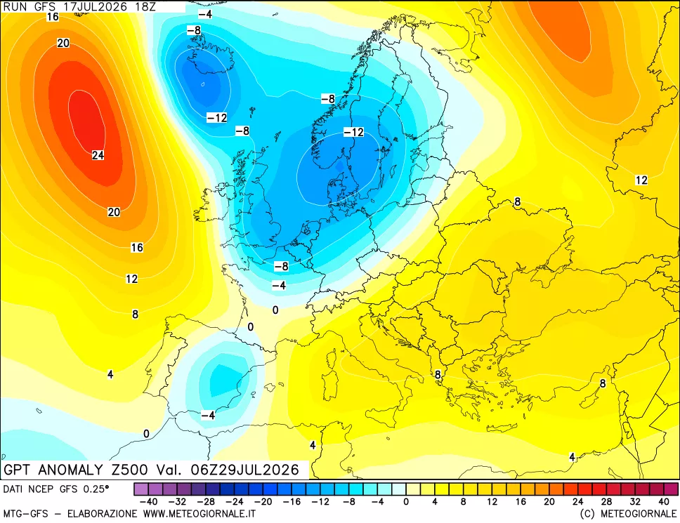 mappa 500 hPa GPT Anomaly vs Cli.No 1981-2010