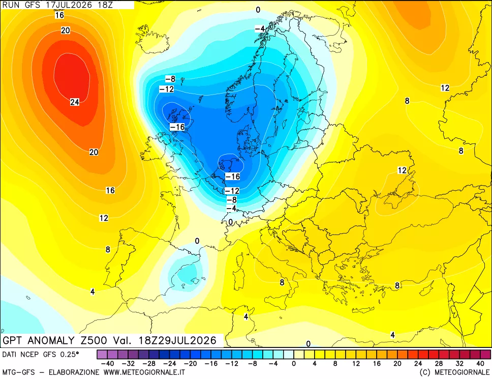 mappa 500 hPa GPT Anomaly vs Cli.No 1981-2010