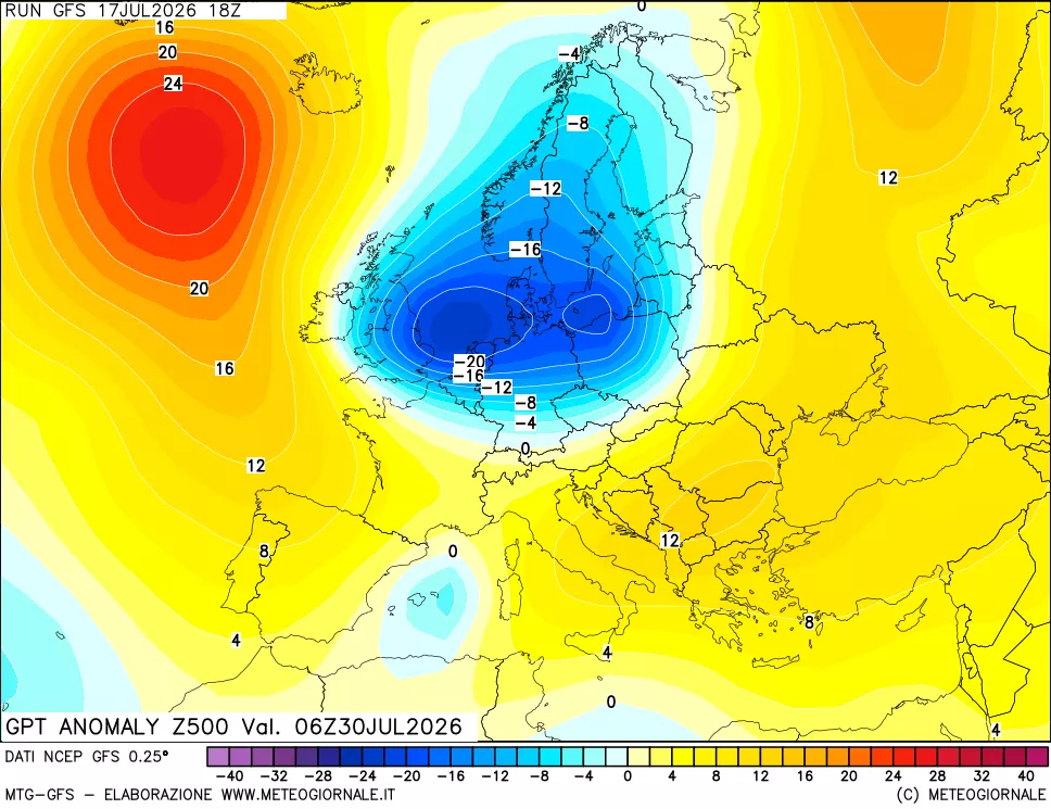 mappa 500 hPa GPT Anomaly vs Cli.No 1981-2010