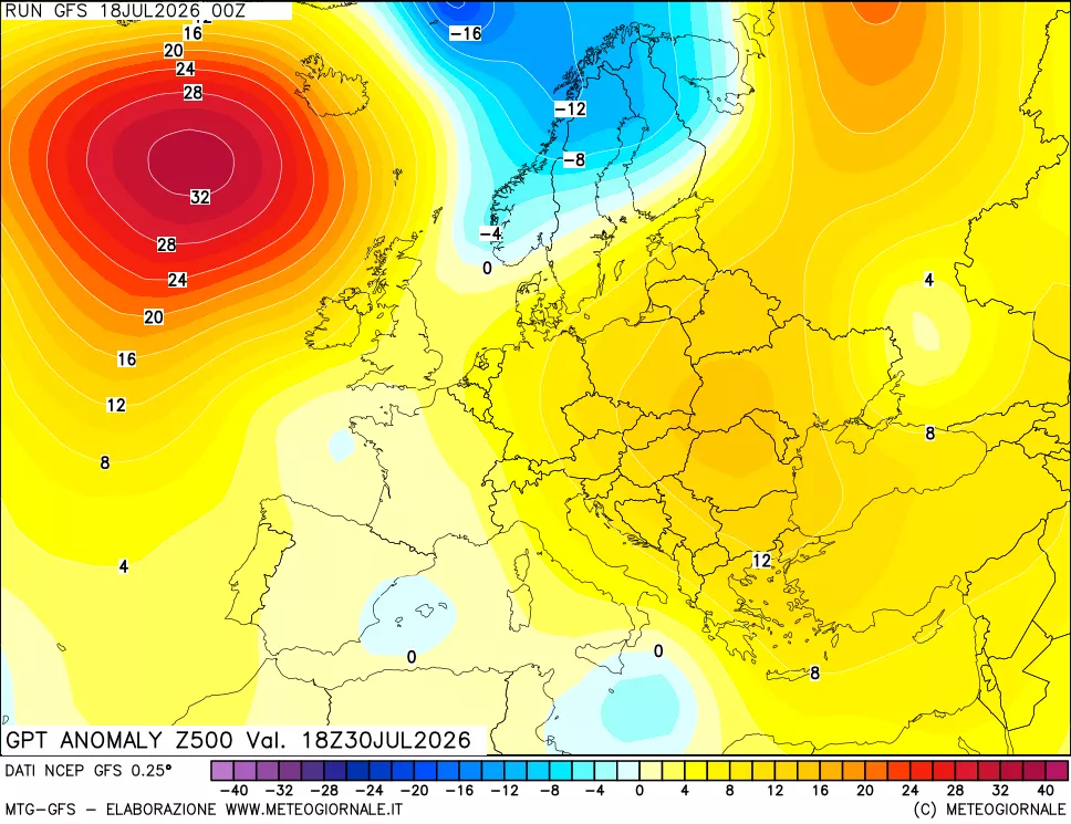mappa 500 hPa GPT Anomaly vs Cli.No 1981-2010