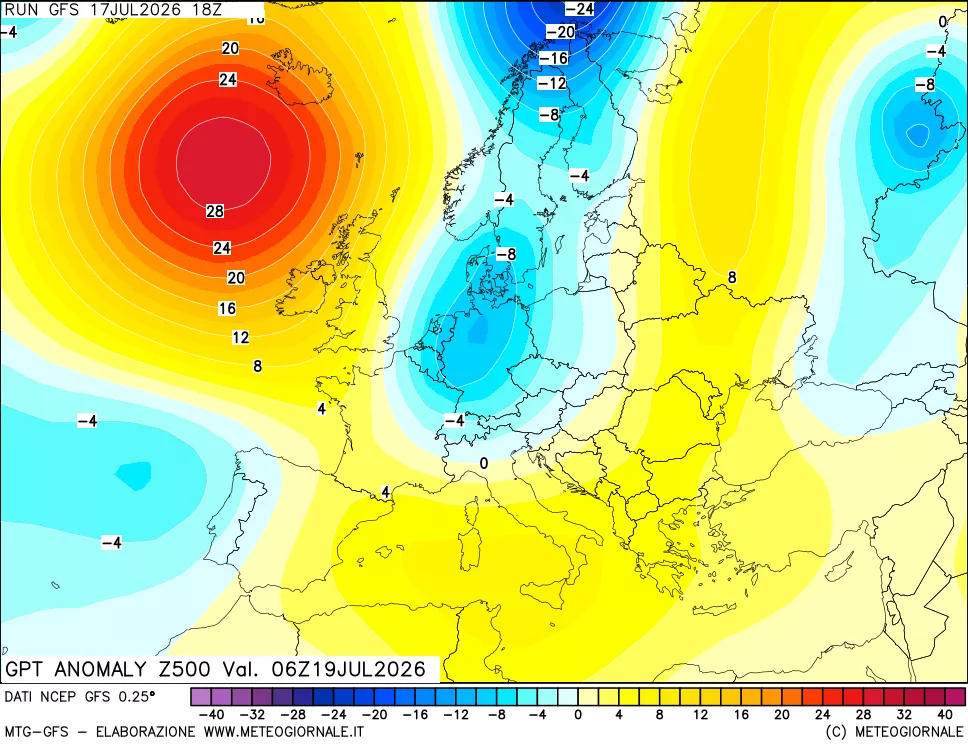 mappa 500 hPa GPT Anomaly vs Cli.No 1981-2010