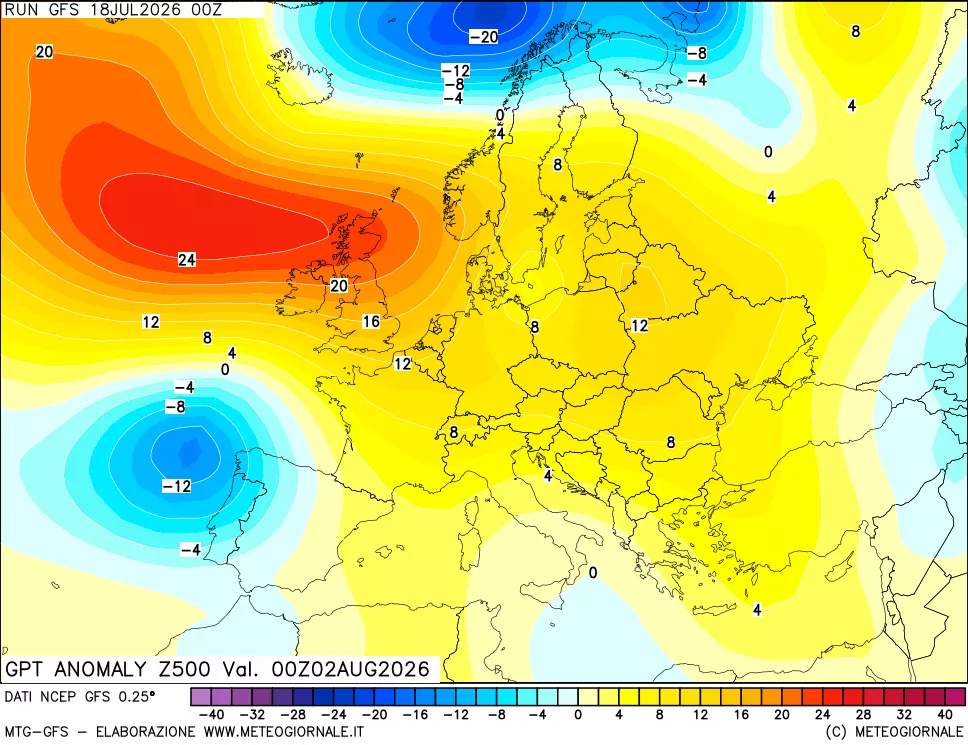 mappa 500 hPa GPT Anomaly vs Cli.No 1981-2010