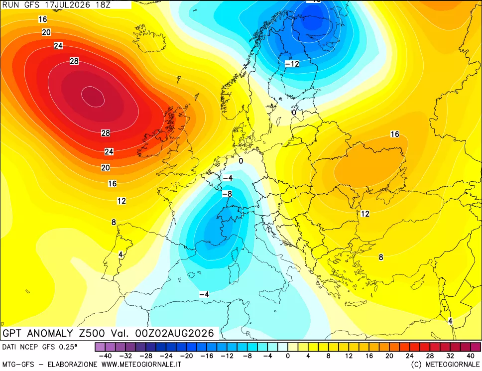 mappa 500 hPa GPT Anomaly vs Cli.No 1981-2010