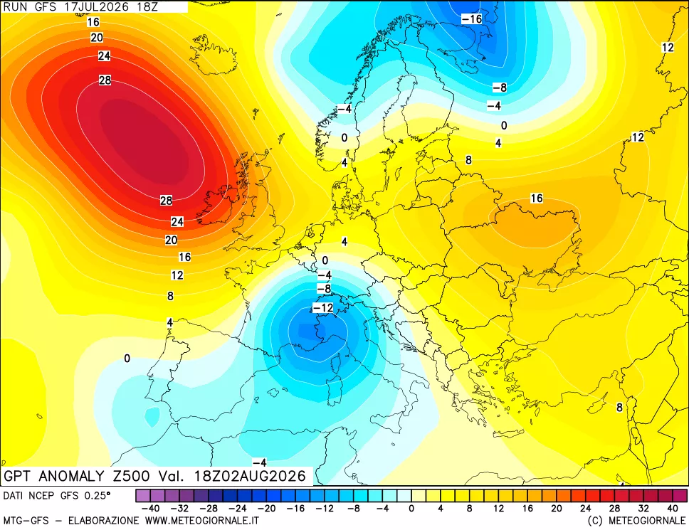 mappa 500 hPa GPT Anomaly vs Cli.No 1981-2010