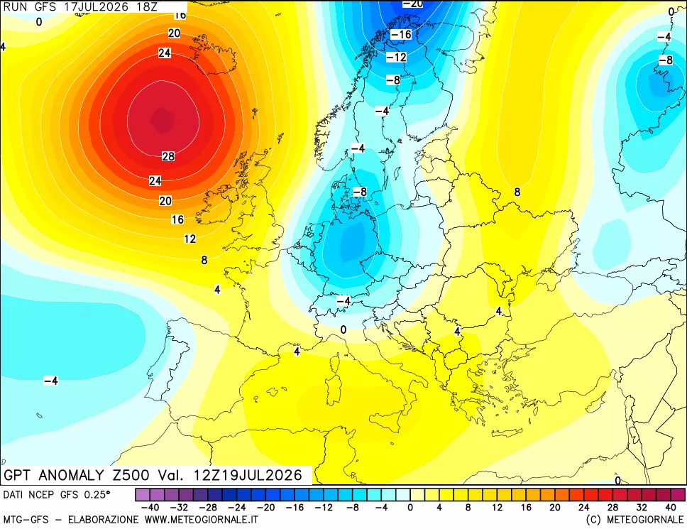 mappa 500 hPa GPT Anomaly vs Cli.No 1981-2010