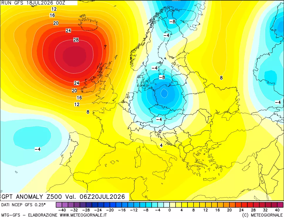 mappa 500 hPa GPT Anomaly vs Cli.No 1981-2010