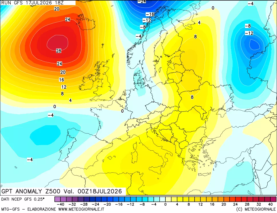mappa 500 hPa GPT Anomaly vs Cli.No 1981-2010