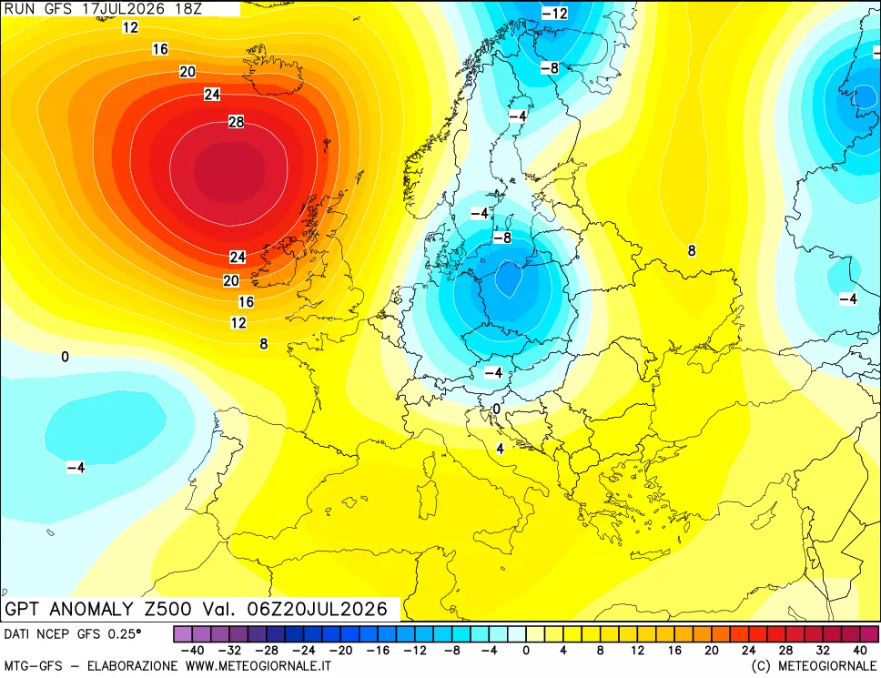 mappa 500 hPa GPT Anomaly vs Cli.No 1981-2010