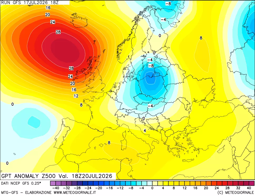 mappa 500 hPa GPT Anomaly vs Cli.No 1981-2010
