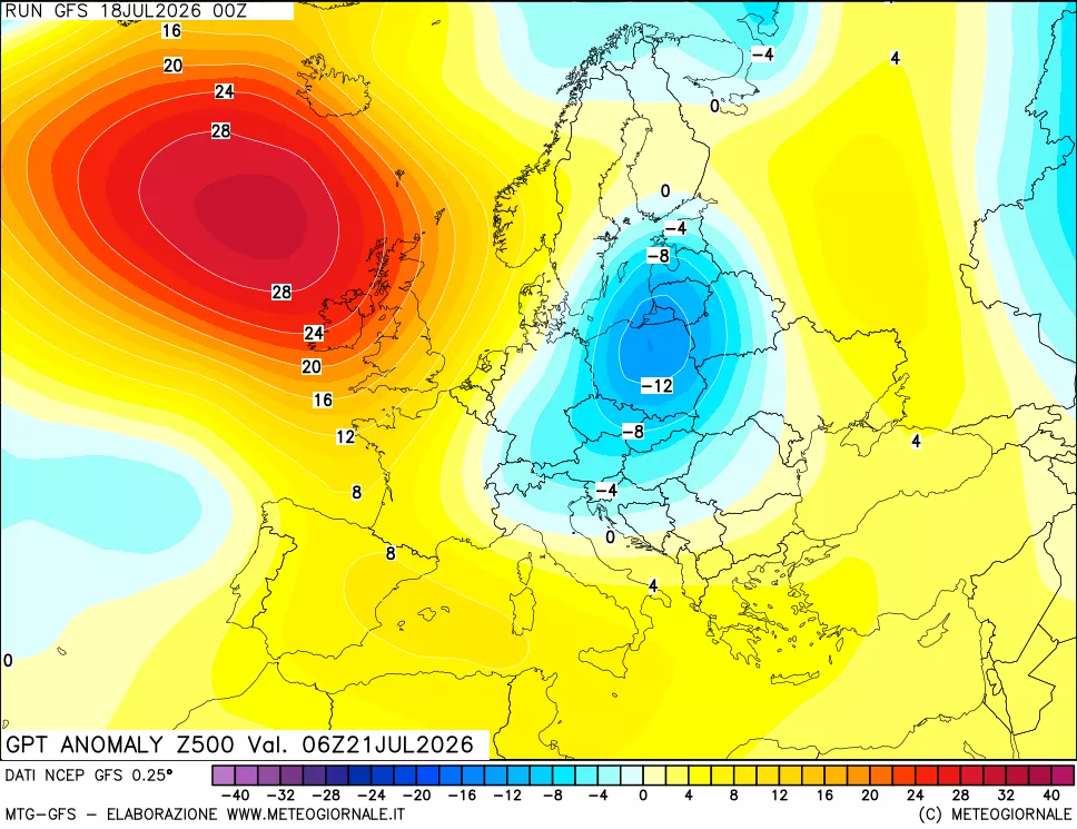 mappa 500 hPa GPT Anomaly vs Cli.No 1981-2010