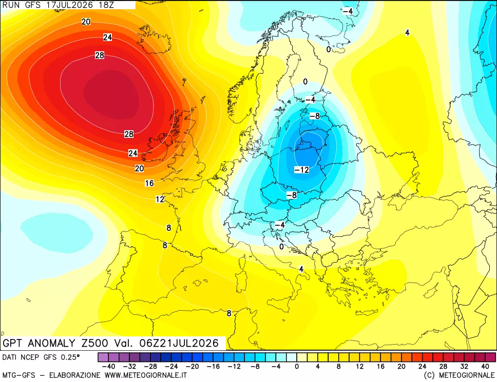 mappa 500 hPa GPT Anomaly vs Cli.No 1981-2010