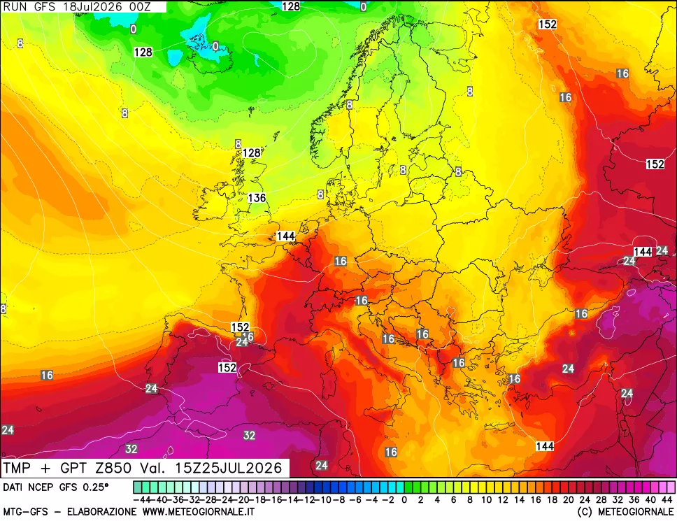 mappa 850 hPa Temp + GPT