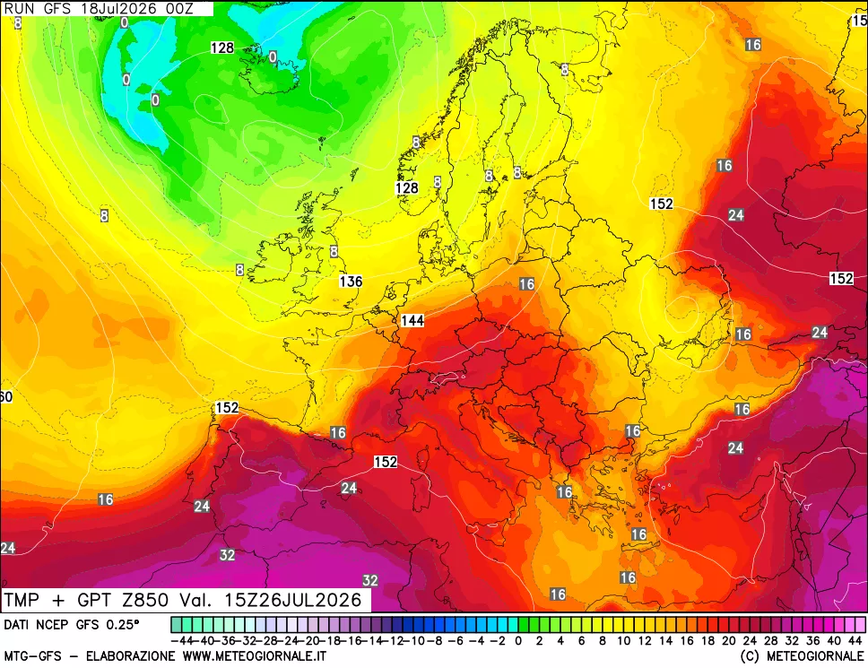 mappa 850 hPa Temp + GPT