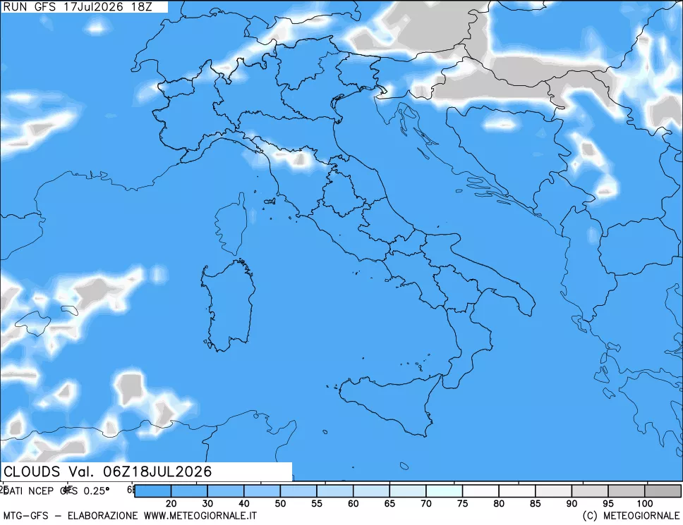 mappa Nuvolosit&agrave; totale