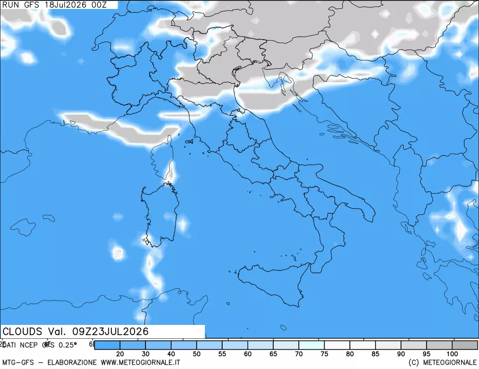 mappa Nuvolosit&agrave; totale