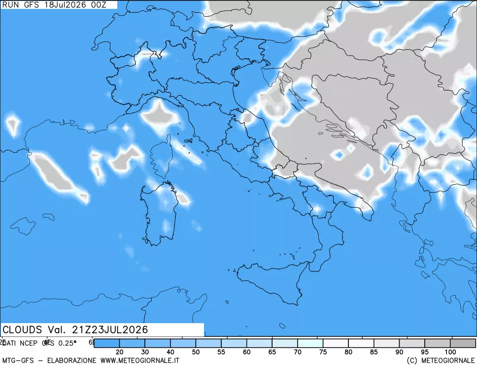 mappa Nuvolosit&agrave; totale
