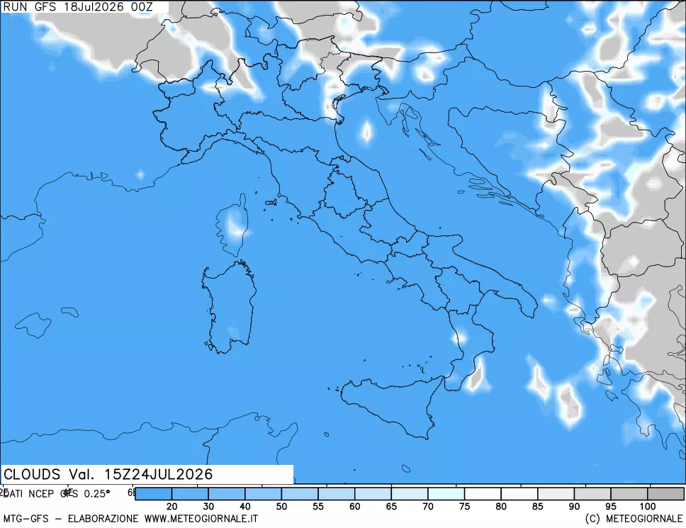 mappa Nuvolosit&agrave; totale