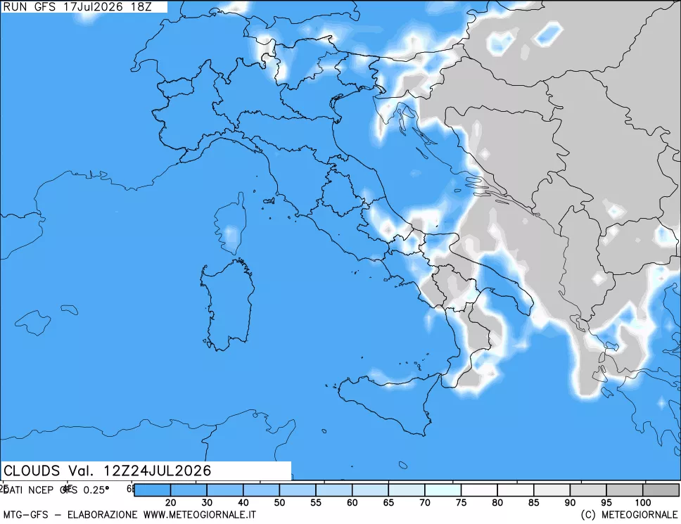 mappa Nuvolosit&agrave; totale