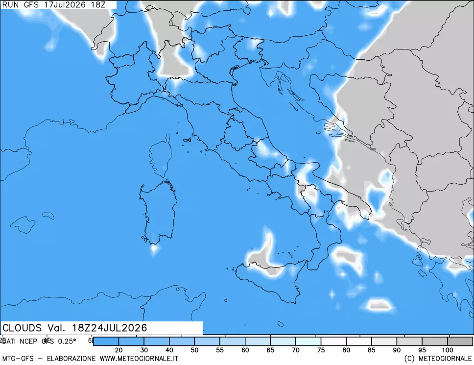 mappa Nuvolosit&agrave; totale