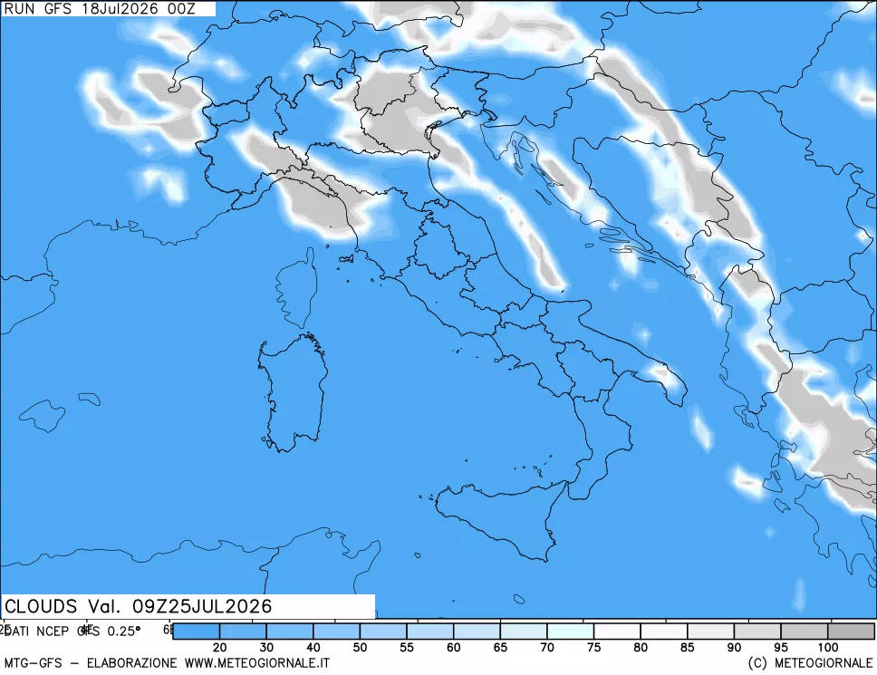 mappa Nuvolosit&agrave; totale
