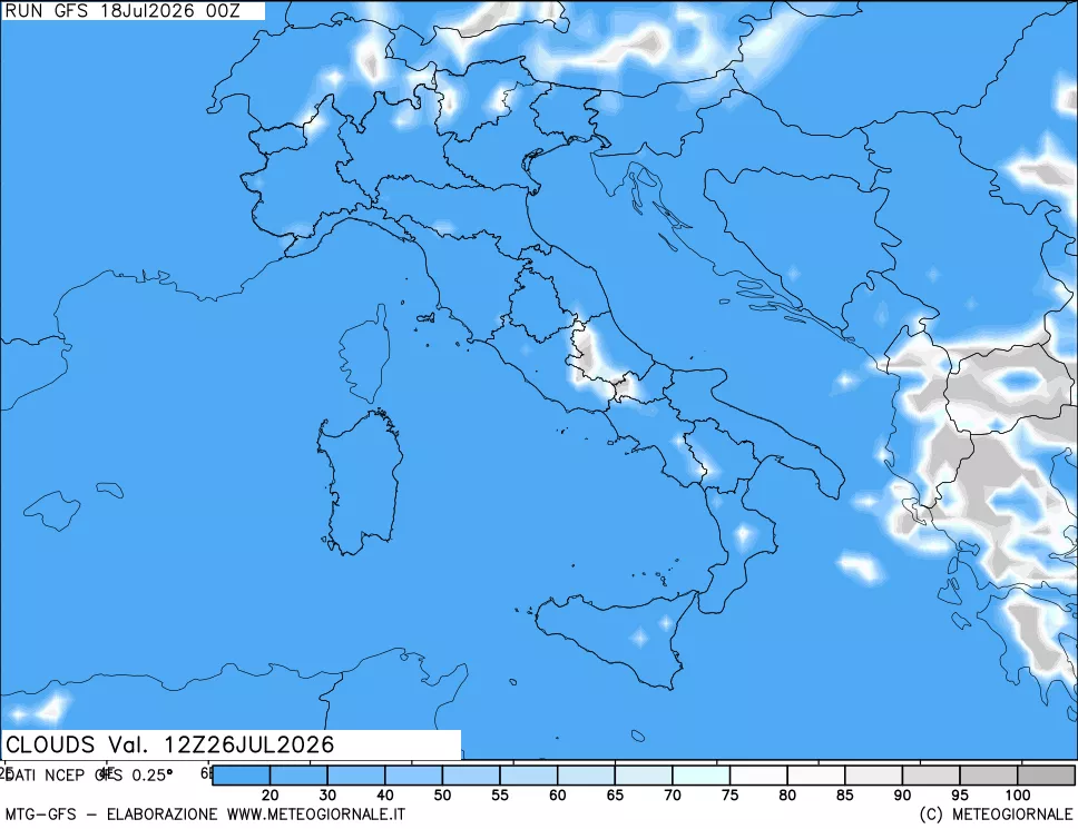 mappa Nuvolosit&agrave; totale