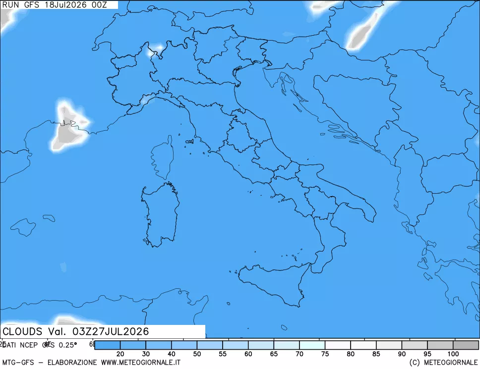 mappa Nuvolosit&agrave; totale