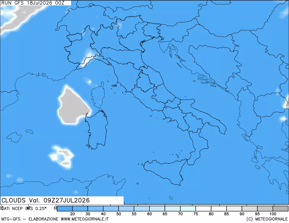 mappa Nuvolosit&agrave; totale