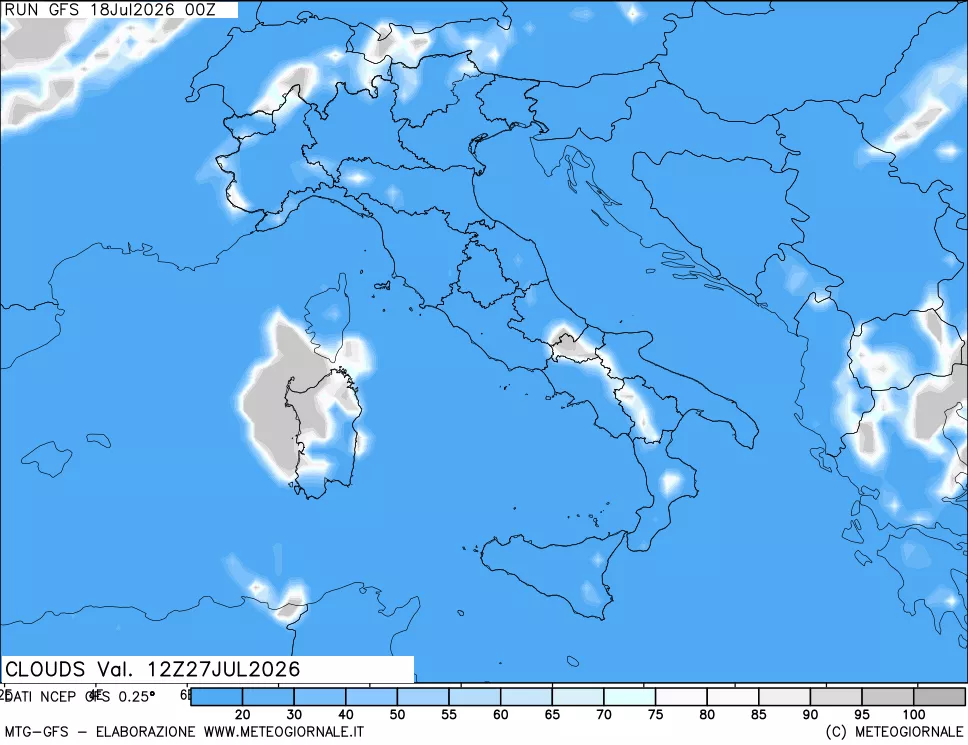 mappa Nuvolosit&agrave; totale