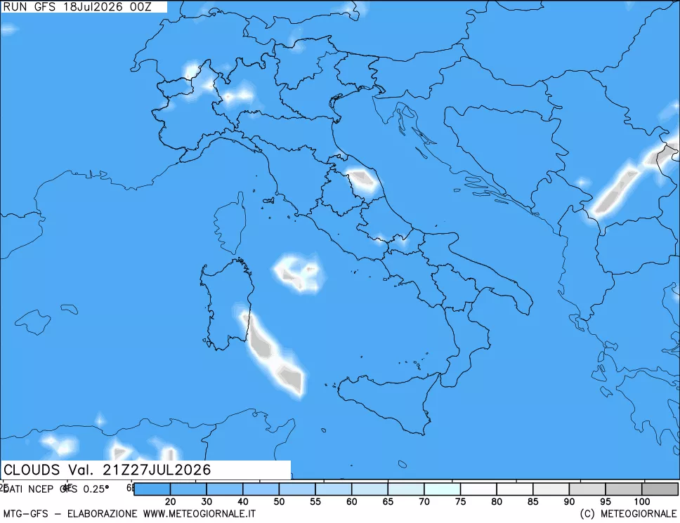 mappa Nuvolosit&agrave; totale