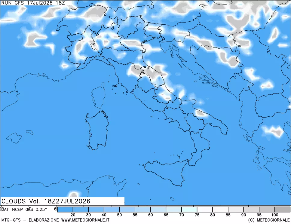 mappa Nuvolosit&agrave; totale