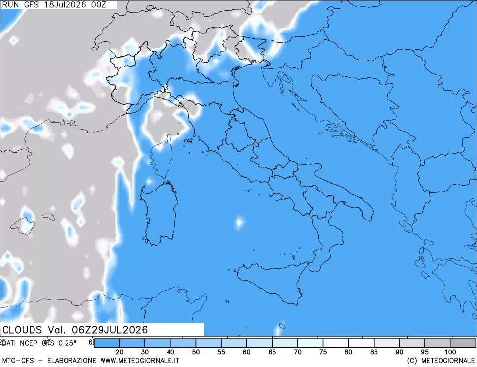 mappa Nuvolosit&agrave; totale