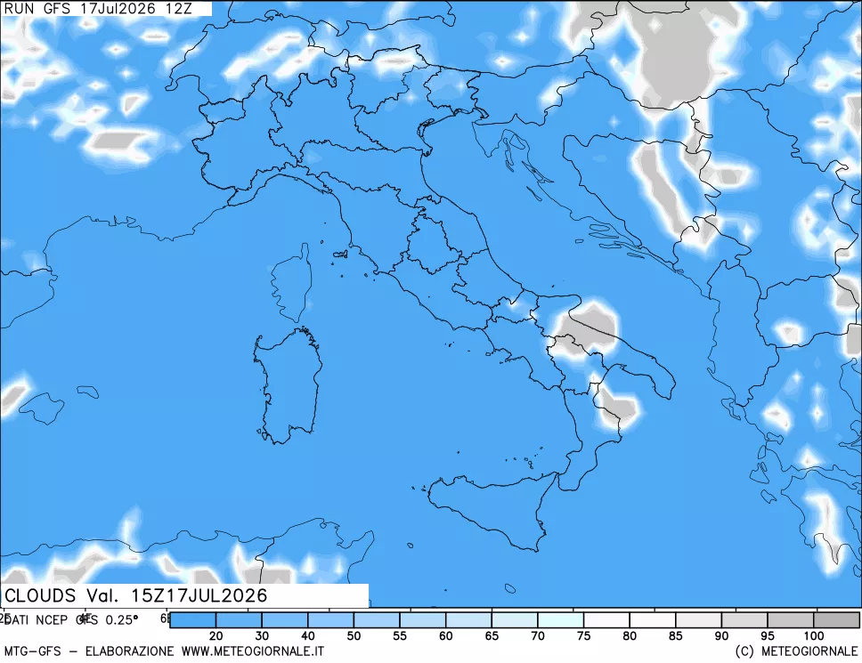 mappa Nuvolosit&agrave; totale