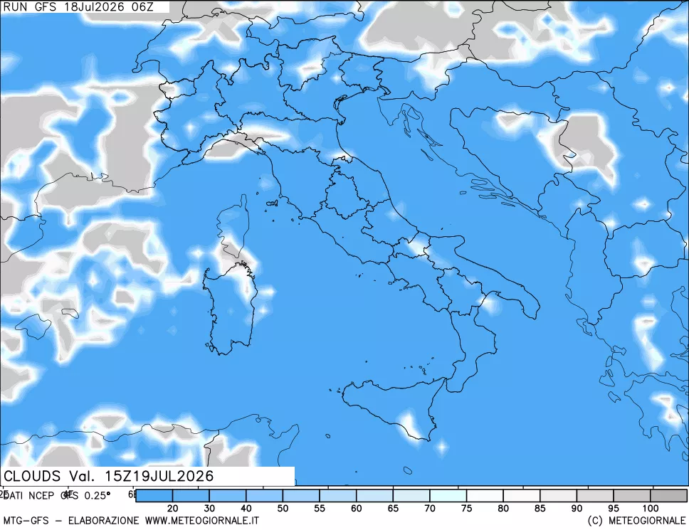 mappa Nuvolosit&agrave; totale