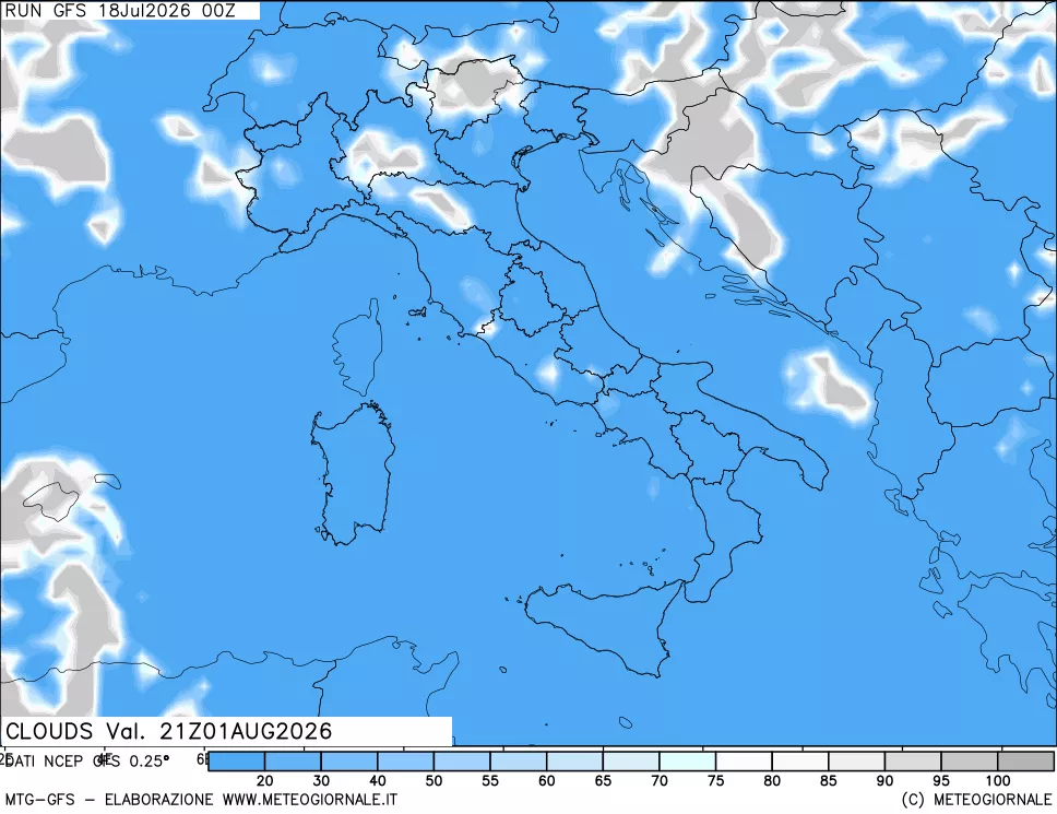 mappa Nuvolosit&agrave; totale