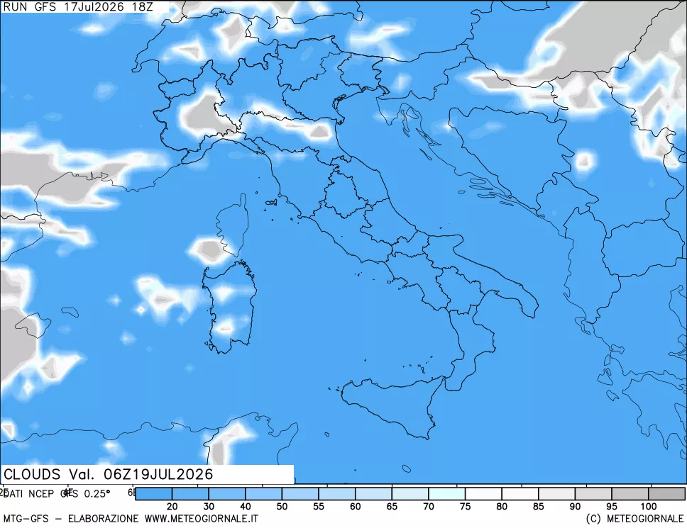 mappa Nuvolosit&agrave; totale